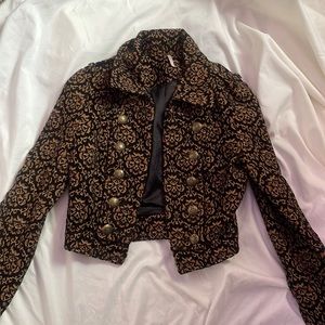 Free People Military Crop Jacquard Crop Jacket